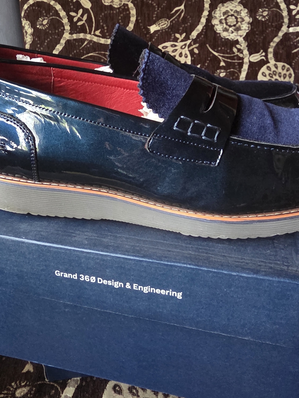 Marc Nolan Navy Patent Leather Slip-On Loafers